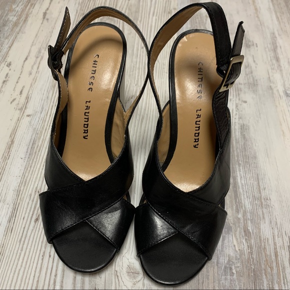 NEW Chinese Laundry Black Leather Sandals 7 - Picture 7 of 8
